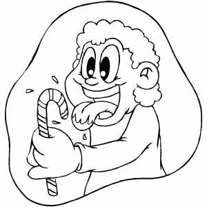 Boy Licking Candy Cane coloring page