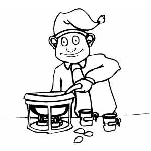 Boy Serving Drinks coloring page