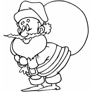 Cheerful Santa With Sack coloring page