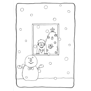 Christmas Snow and Snowman coloring page
