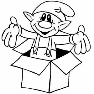 Elf In Box coloring page