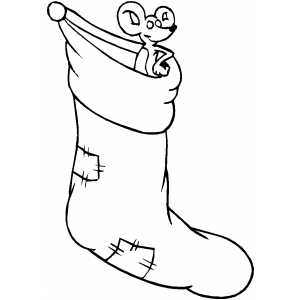 Mouse In Stocking coloring page