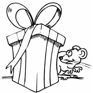 Mouse Looking At Gift coloring page
