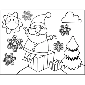Santa Sitting on Presents coloring page