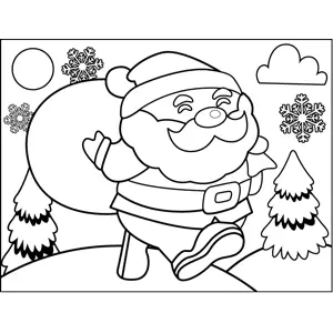 Santa in Snow coloring page