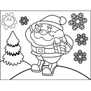 Santa on Hill coloring page