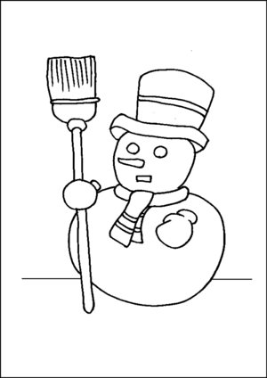Snowman Holding Broom coloring page
