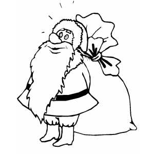 Thinking Santa With Sack coloring page