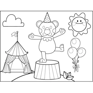 Balancing Circus Bear coloring page