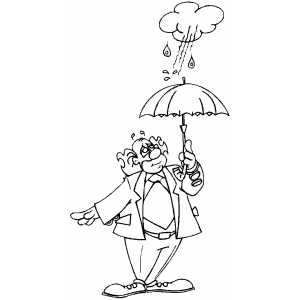 Clown In Rain coloring page