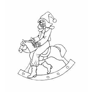 Clown On Rocking Horse coloring page