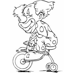 Clown On Tricycle coloring page