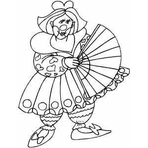 Clown With Fan coloring page