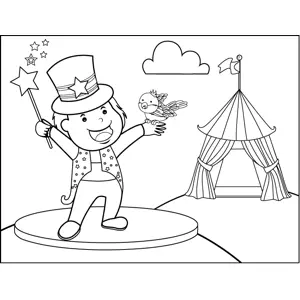 Magician with Bird coloring page
