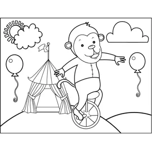 Monkey on Unicycle coloring page