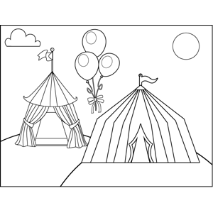 Tents and Balloons coloring page