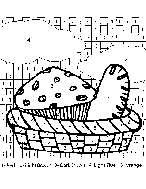 Bread in Basket Color-by-Number coloring page