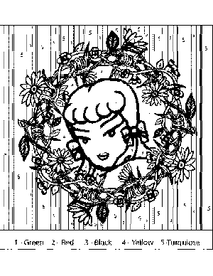 Pinup Doll Color-by-Number coloring page