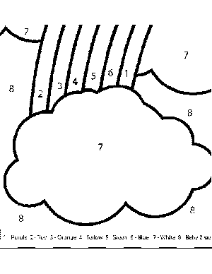 Rainbow in Sky Color-by-Number coloring page