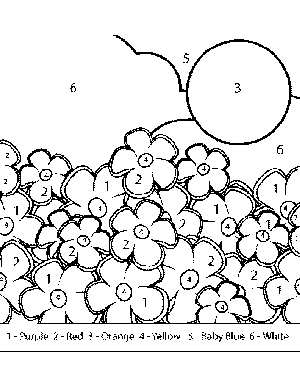 Sun in Garden Color-by-Number coloring page