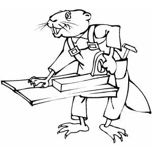 Beaver Working With Wood coloring page