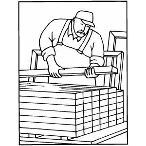 Carpenter Putting Together Boards coloring page