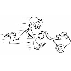 Running Construction Worker coloring page