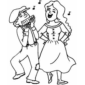 National Dancing With Instruments Playing coloring page