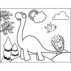 Curious Brontosaurus coloring page