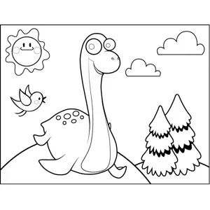 Dinosaur on a Hill coloring page