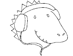 Dinosaur with Headphones Coloring Page