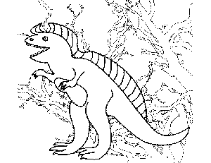 Dinosaur with Trees Coloring Page