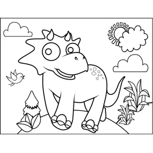 Running Triceratops coloring page