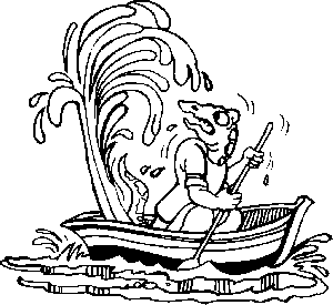 Scared Dinosaur At Leaky Boat coloring page