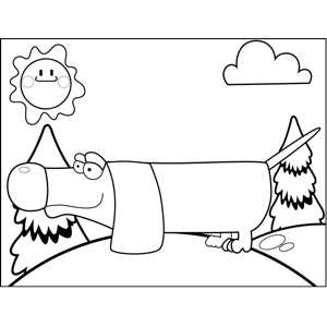 Big-Nosed Wiener Dog coloring page
