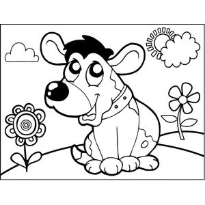 Cheerful Barking Dog coloring page