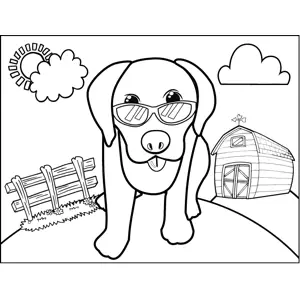 Cute Dog with Sunglasses coloring page