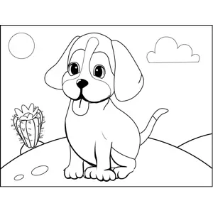 Cute Panting Puppy coloring page
