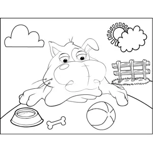 Disgruntled Dog with Ball coloring page