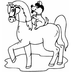 Dog Riding Horse coloring page