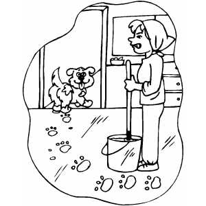 Dog Tracking Mud coloring page