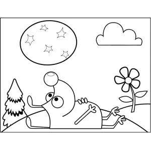 Dog Watching Moon coloring page