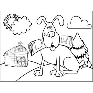 Dog with Newspaper coloring page
