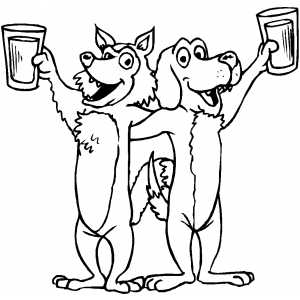 Fox And Dog Toasting coloring page