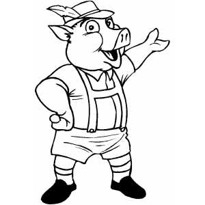 German Pig Welcomes You coloring page