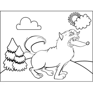 Happy Fluffy Dog coloring page