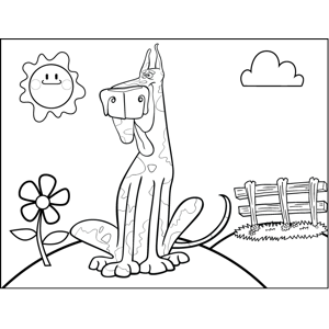 Happy Great Dane coloring page
