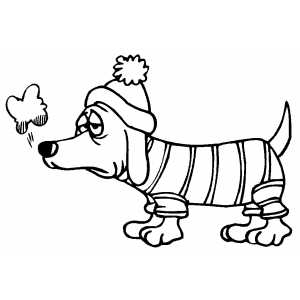 Sad Dog Wearing Sweater coloring page