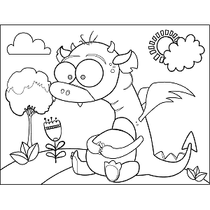 Dragon Holding Egg coloring page