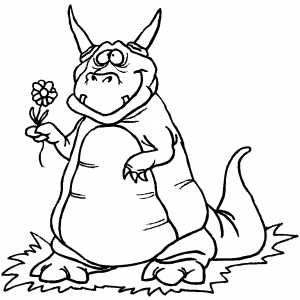 Dragon With Flower coloring page